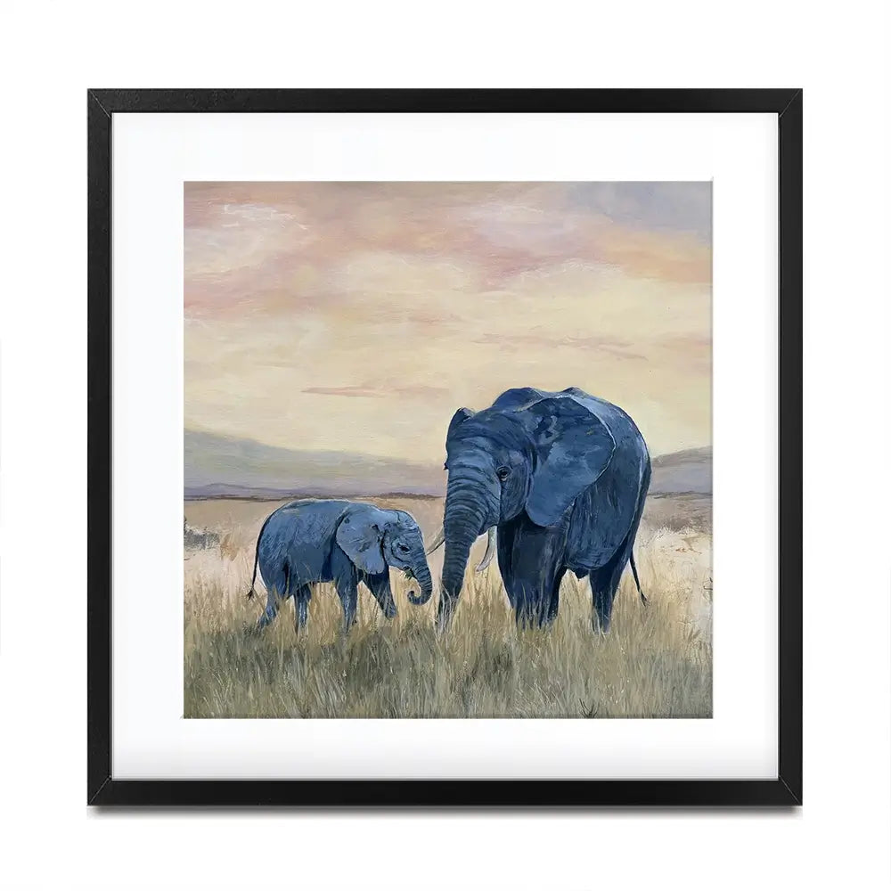 Two Elephants Square Framed Art Print Two Elephants Square Framed Art Print wall art product Karen Sutton