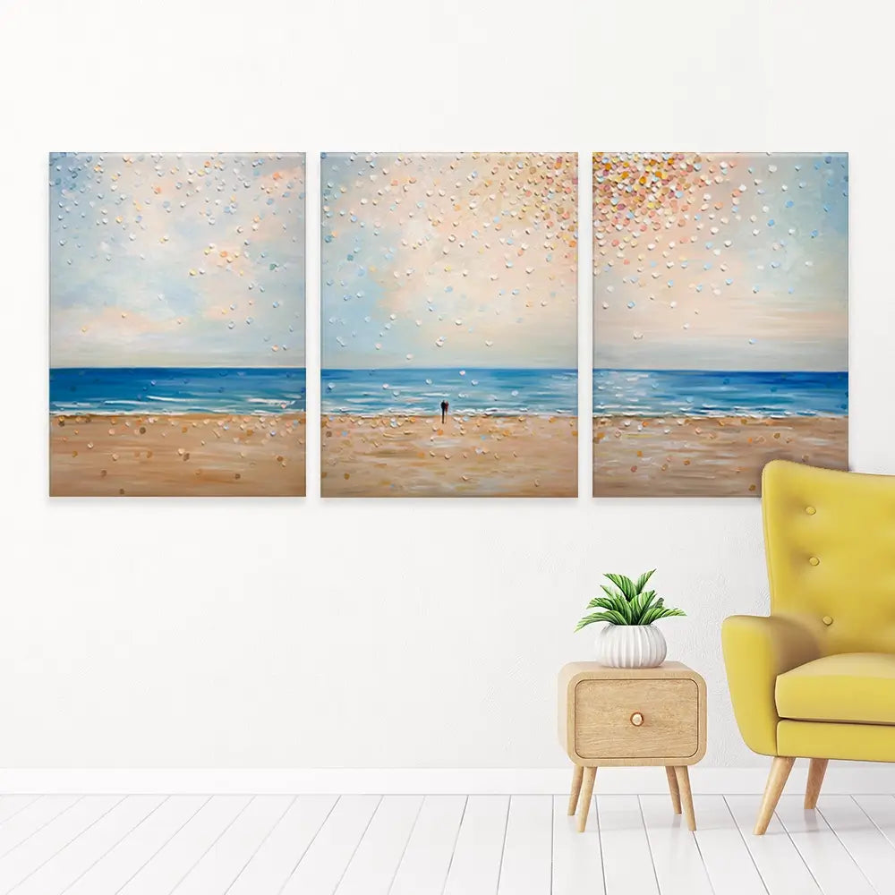 Two Hearts One Horizon Trio Canvas Print Two Hearts One Horizon Trio Canvas Print wall art product Ekaterina Ermilkina