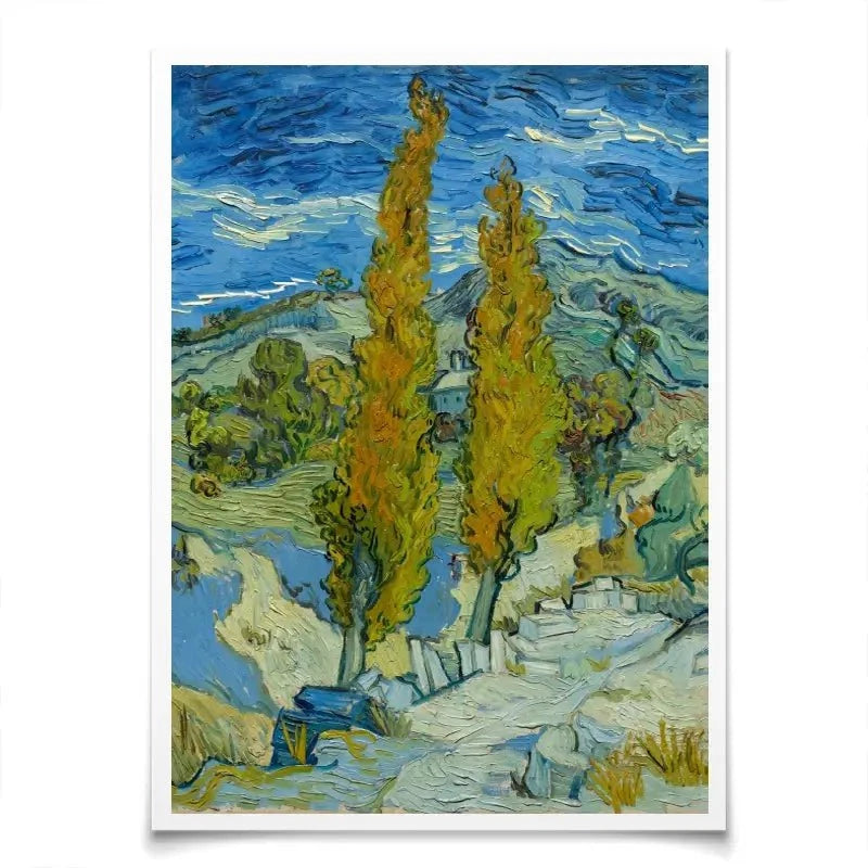 Two Poplars In The Alpilles Near Saint-Remy Art Print Two Poplars In The Alpilles Near Saint-Remy Art Print wall art product Vincent Van Gogh