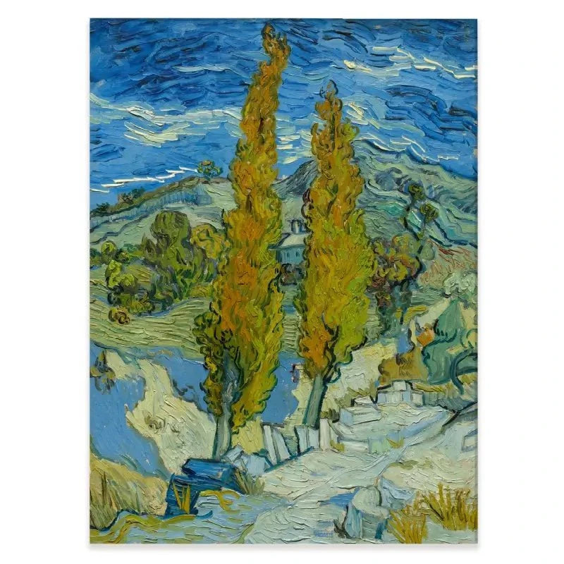 Two Poplars In The Alpilles Near Saint-Remy Canvas Print Two Poplars In The Alpilles Near Saint-Remy Canvas Print wall art product Vincent Van Gogh