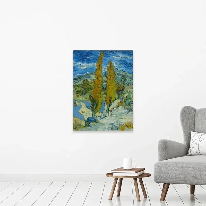 Two Poplars In The Alpilles Near Saint-Remy Canvas Print Two Poplars In The Alpilles Near Saint-Remy Canvas Print wall art product Vincent Van Gogh