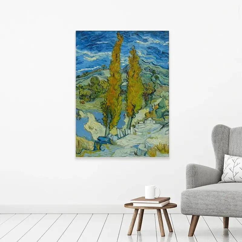 Two Poplars In The Alpilles Near Saint-Remy Canvas Print Two Poplars In The Alpilles Near Saint-Remy Canvas Print wall art product Vincent Van Gogh