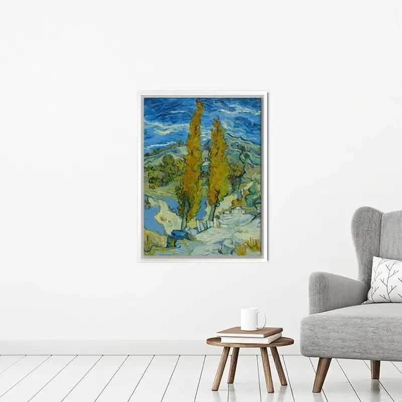 Two Poplars In The Alpilles Near Saint-Remy Canvas Print Two Poplars In The Alpilles Near Saint-Remy Canvas Print wall art product Vincent Van Gogh