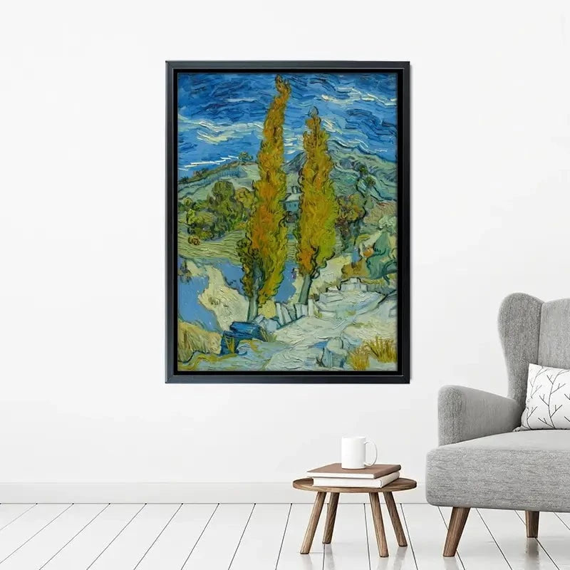 Two Poplars In The Alpilles Near Saint-Remy Canvas Print Two Poplars In The Alpilles Near Saint-Remy Canvas Print wall art product Vincent Van Gogh