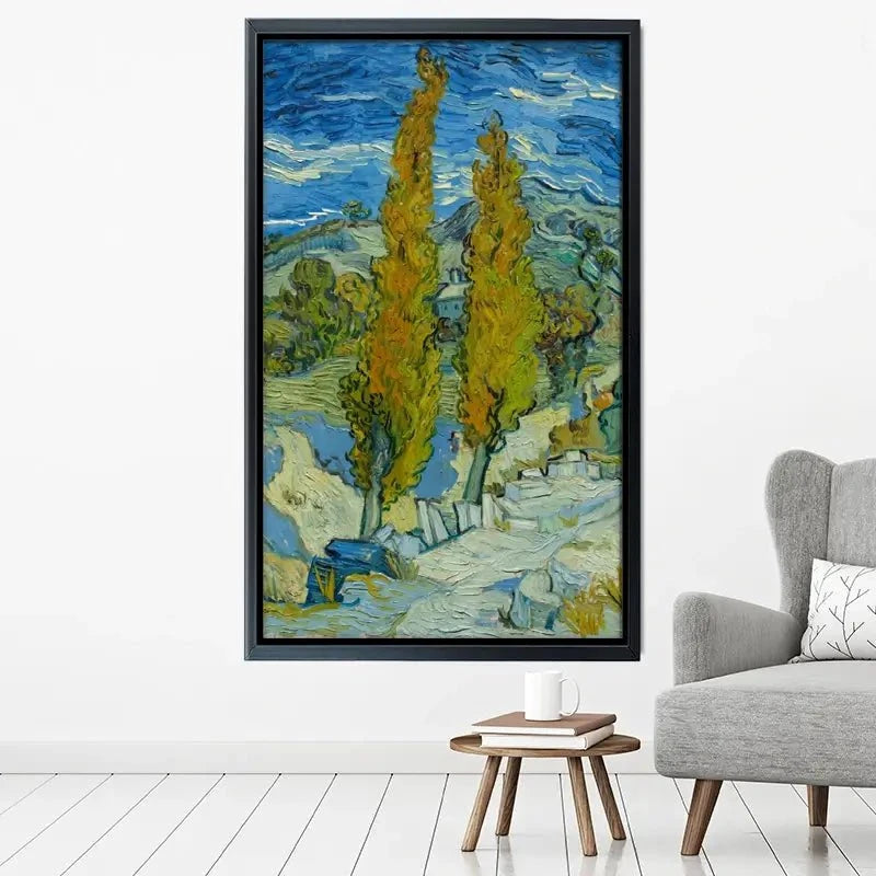Two Poplars In The Alpilles Near Saint-Remy Canvas Print Two Poplars In The Alpilles Near Saint-Remy Canvas Print wall art product Vincent Van Gogh