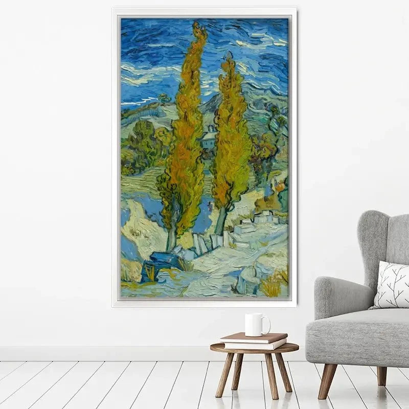 Two Poplars In The Alpilles Near Saint-Remy Canvas Print Two Poplars In The Alpilles Near Saint-Remy Canvas Print wall art product Vincent Van Gogh