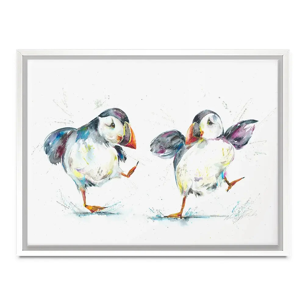 Two Puffins Canvas Print Two Puffins Canvas Print wall art product Nicola Jane Rowles