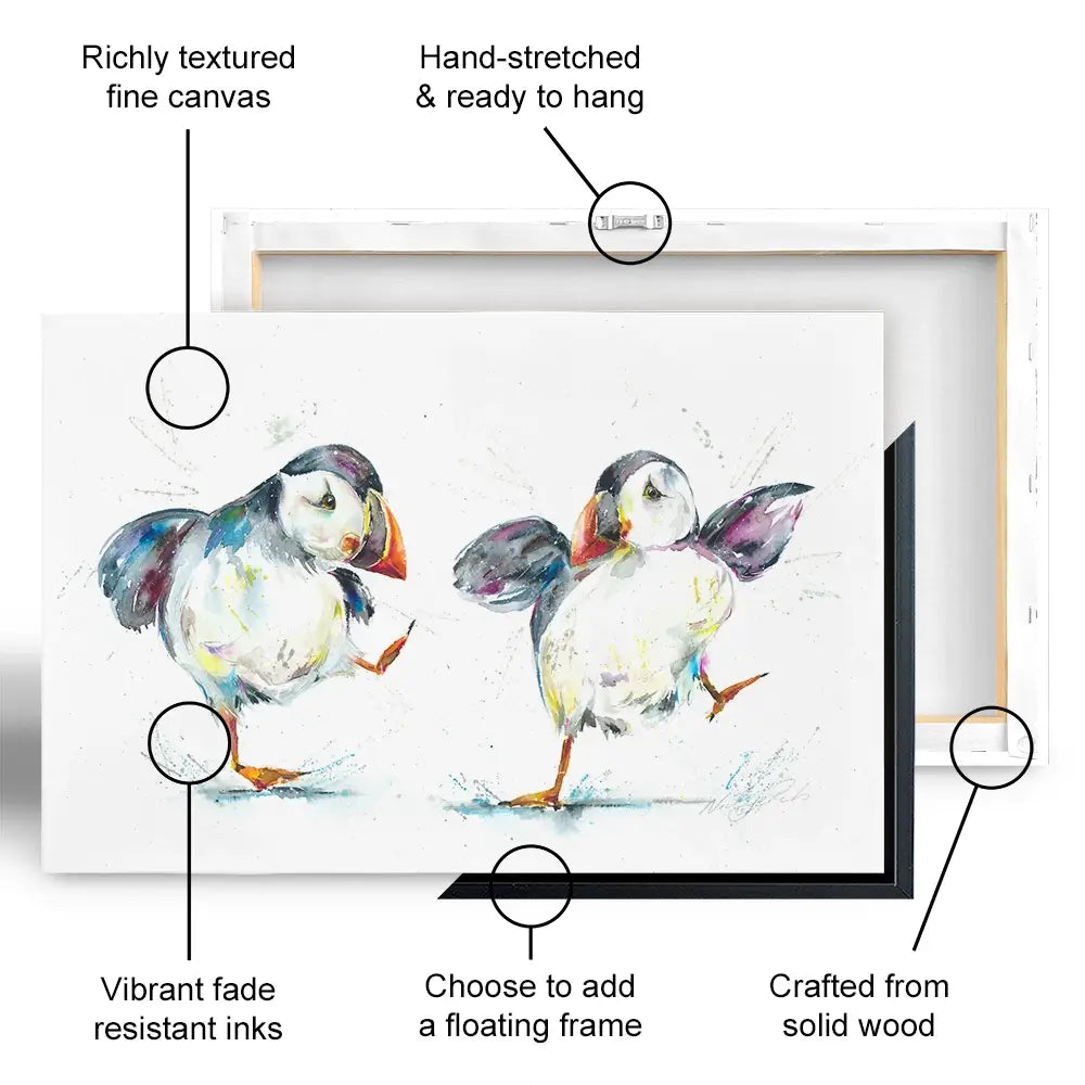 Two Puffins Canvas Print Two Puffins Canvas Print wall art product Nicola Jane Rowles