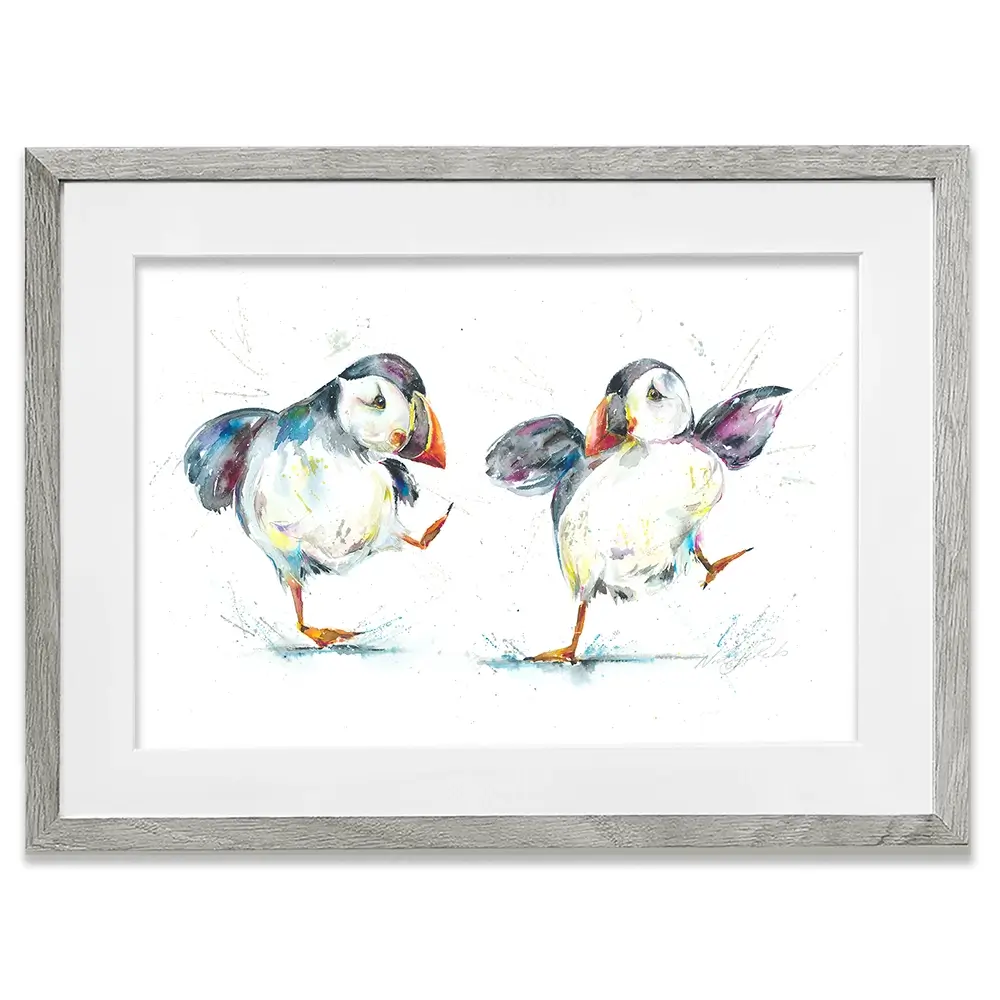 Two Puffins Framed Art Print Two Puffins Framed Art Print wall art product Nicola Jane Rowles