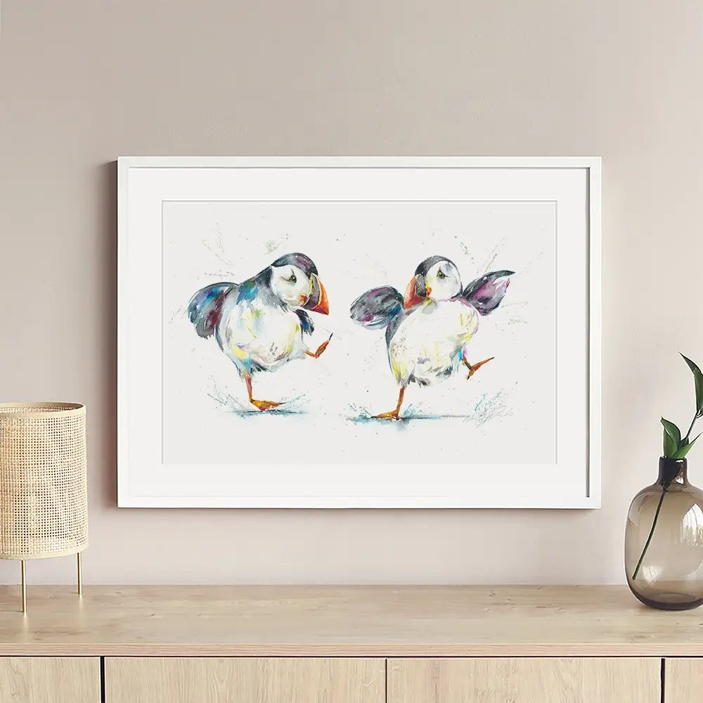 Two Puffins Framed Art Print Two Puffins Framed Art Print wall art product Nicola Jane Rowles