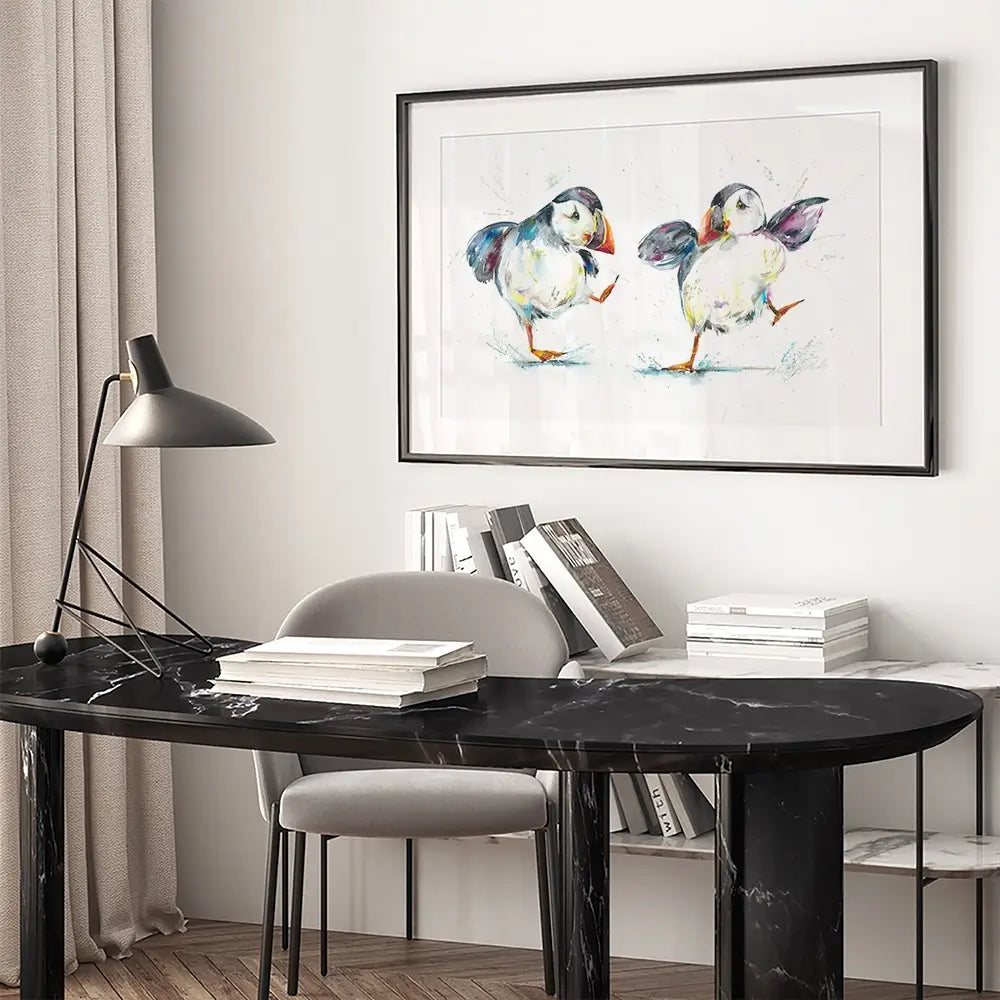 Two Puffins Framed Art Print Two Puffins Framed Art Print wall art product Nicola Jane Rowles