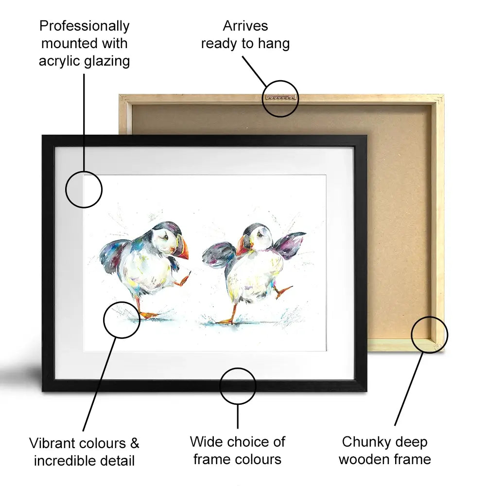 Two Puffins Framed Art Print Two Puffins Framed Art Print wall art product Nicola Jane Rowles