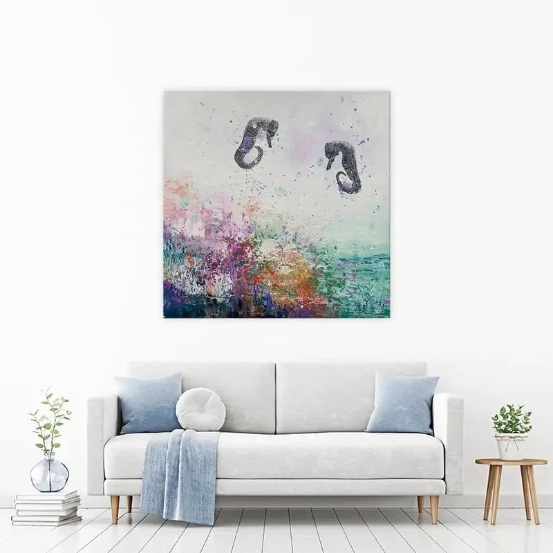 Two Seahorses Canvas Print Two Seahorses Canvas Print wall art product Laure Bury
