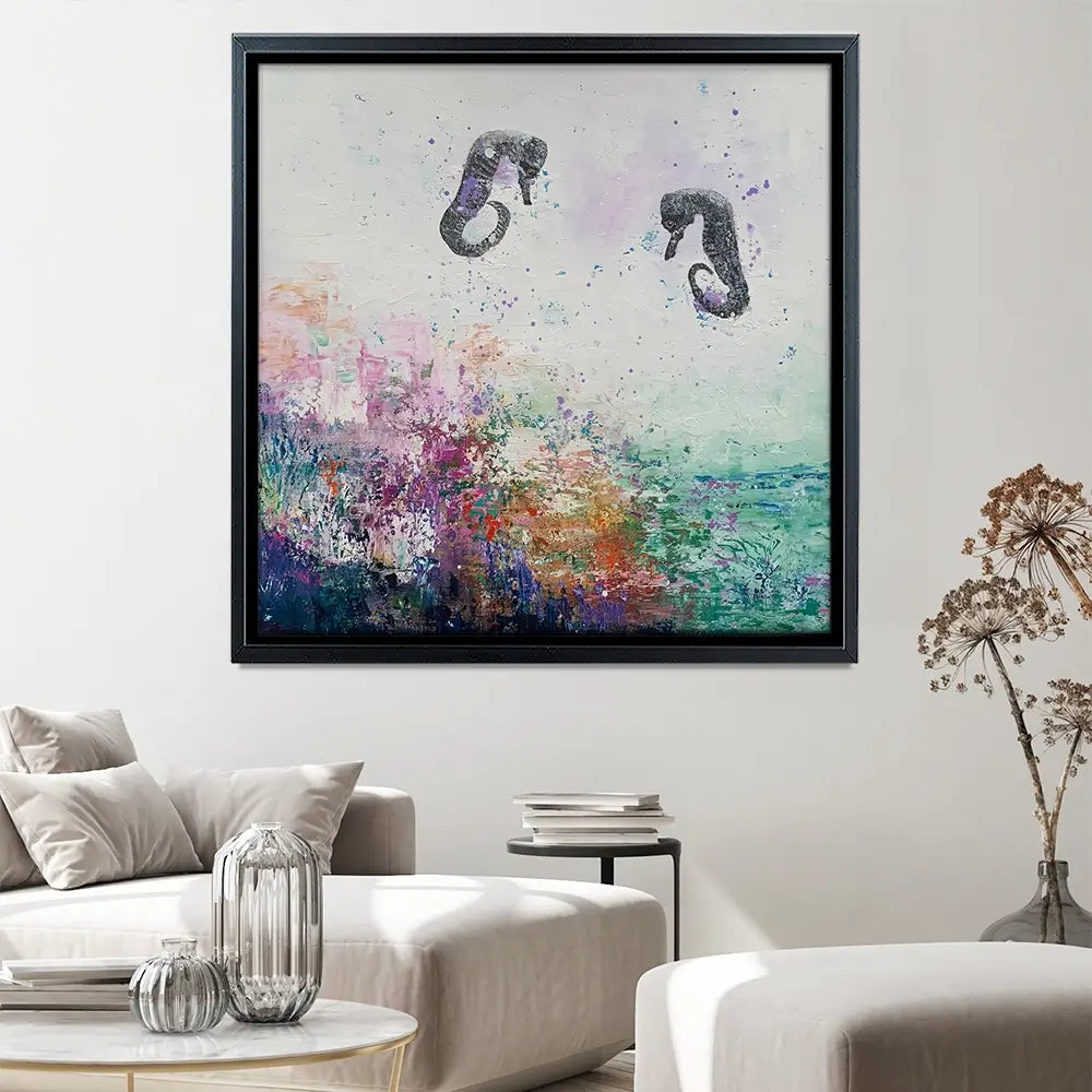 Two Seahorses Canvas Print Two Seahorses Canvas Print wall art product Laure Bury