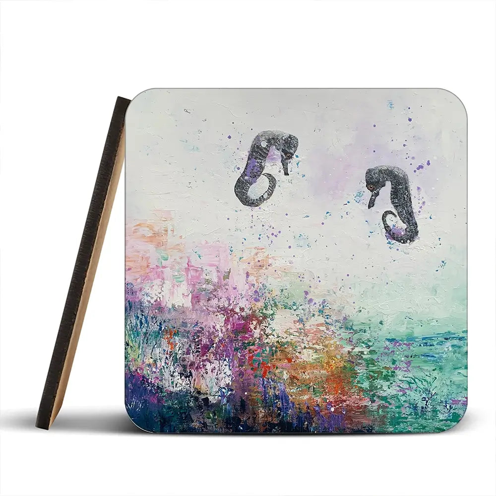 Two Seahorses Coaster Set Rainbow Soul Tree Coaster Set | Rainbow Soul Tree Art Coasters wall art product Laure Bury
