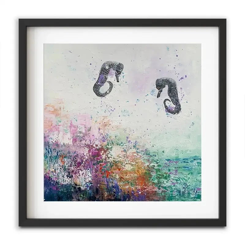 Two Seahorses Framed Art Print Two Seahorses Framed Art Print wall art product Laure Bury