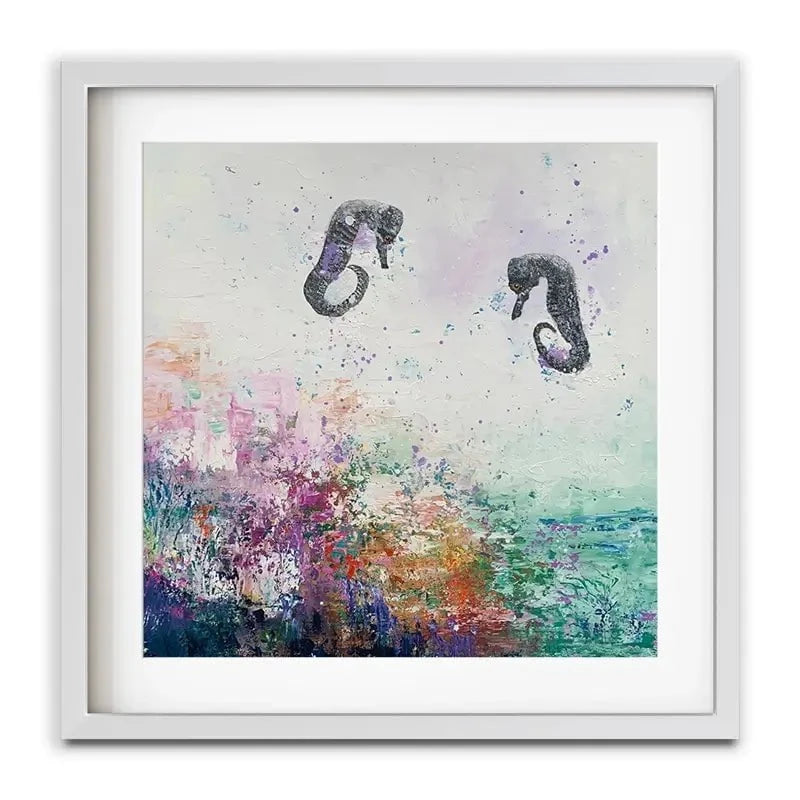 Two Seahorses Framed Art Print Two Seahorses Framed Art Print wall art product Laure Bury
