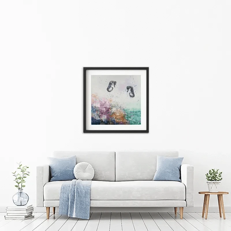Two Seahorses Framed Art Print Two Seahorses Framed Art Print wall art product Laure Bury