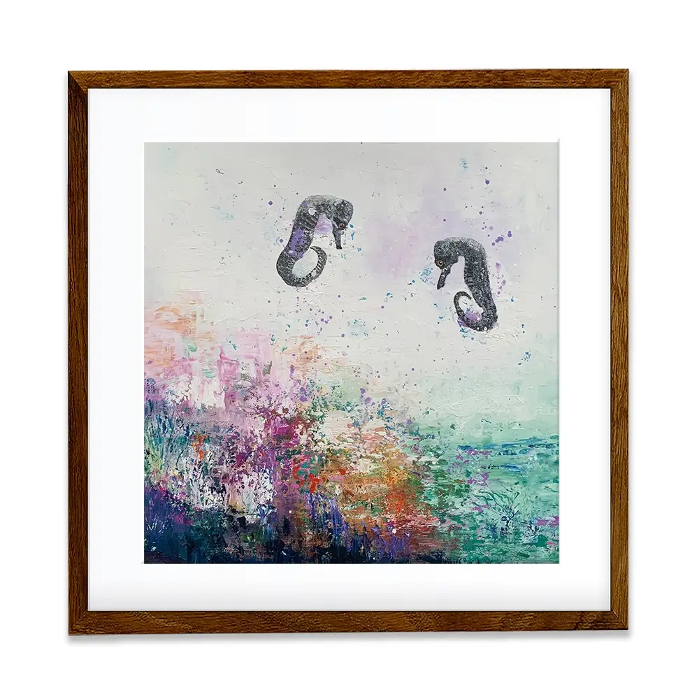 Two Seahorses Framed Art Print Two Seahorses Framed Art Print wall art product Laure Bury