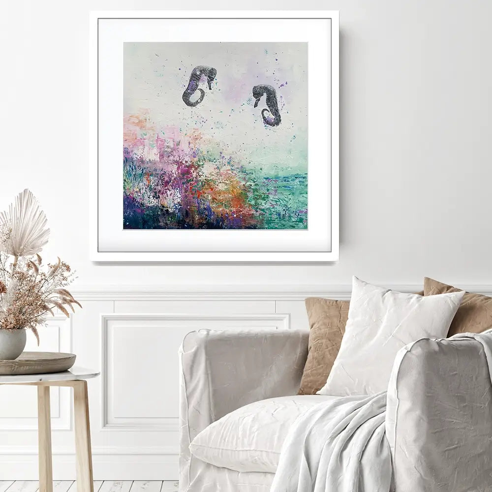 Two Seahorses Framed Art Print Two Seahorses Framed Art Print wall art product Laure Bury