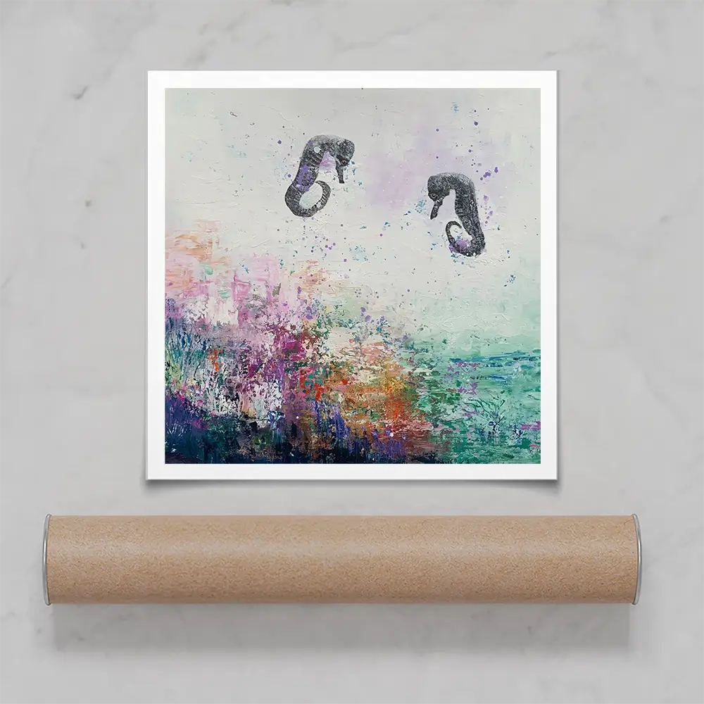 Two Seahorses Square Art Print Two Seahorses Square Art Print wall art product Laure Bury