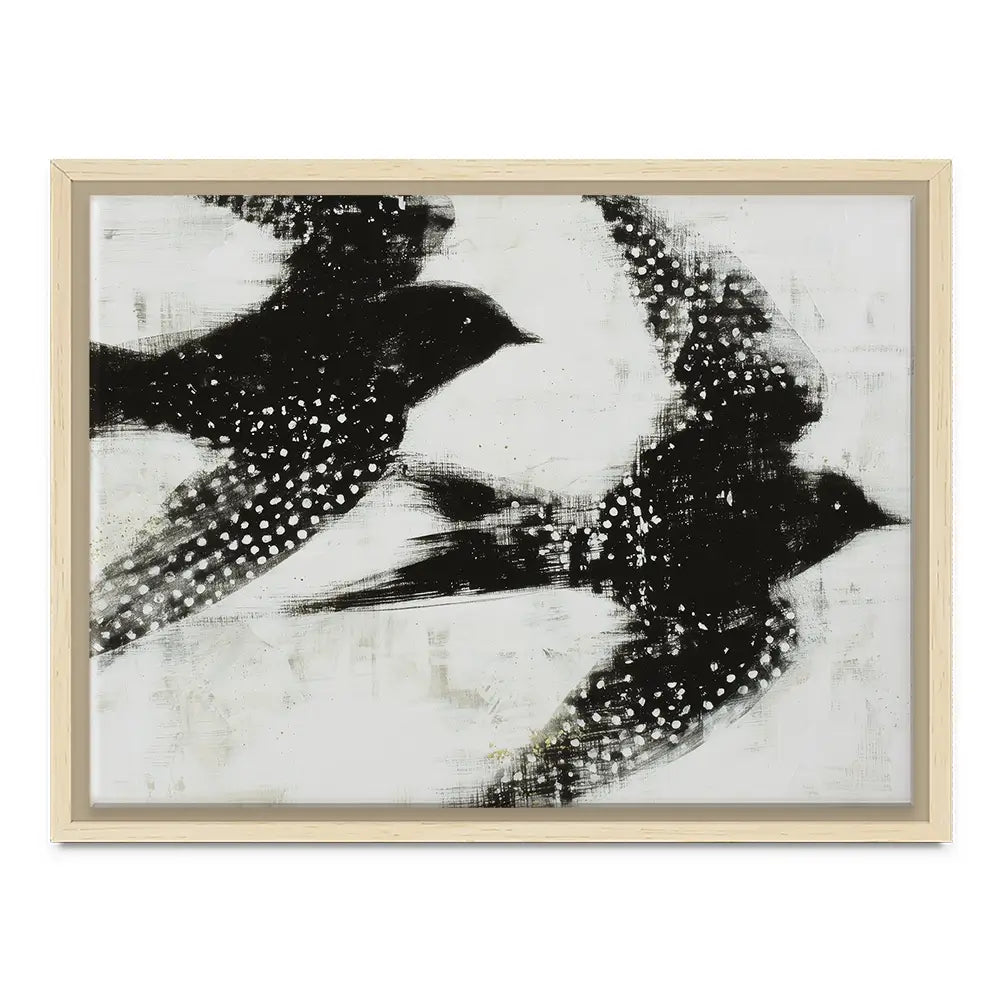 Two Songbirds In Flight Canvas Print Two Songbirds In Flight Canvas Print wall art product Chromatic Storm Studio