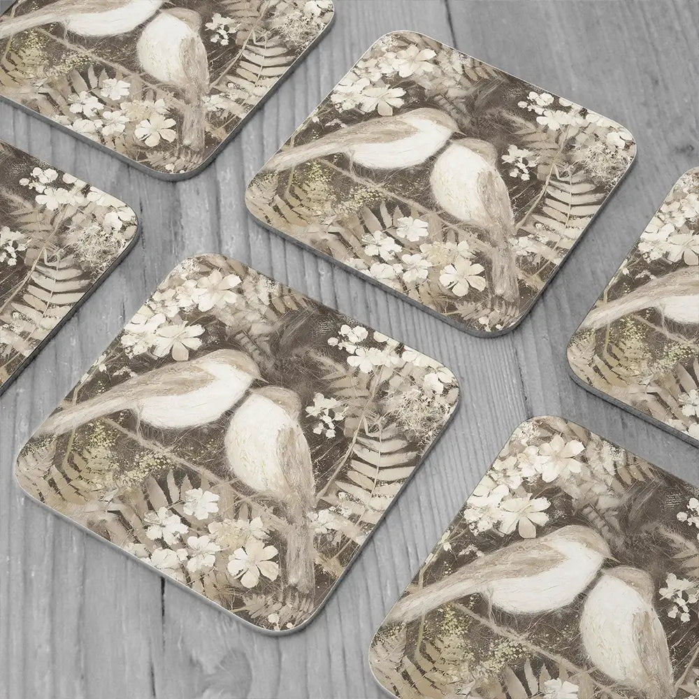 Two Thrush Branch Coaster Set Two Thrush Branch Coaster Set wall art product Chromatic Storm Studio
