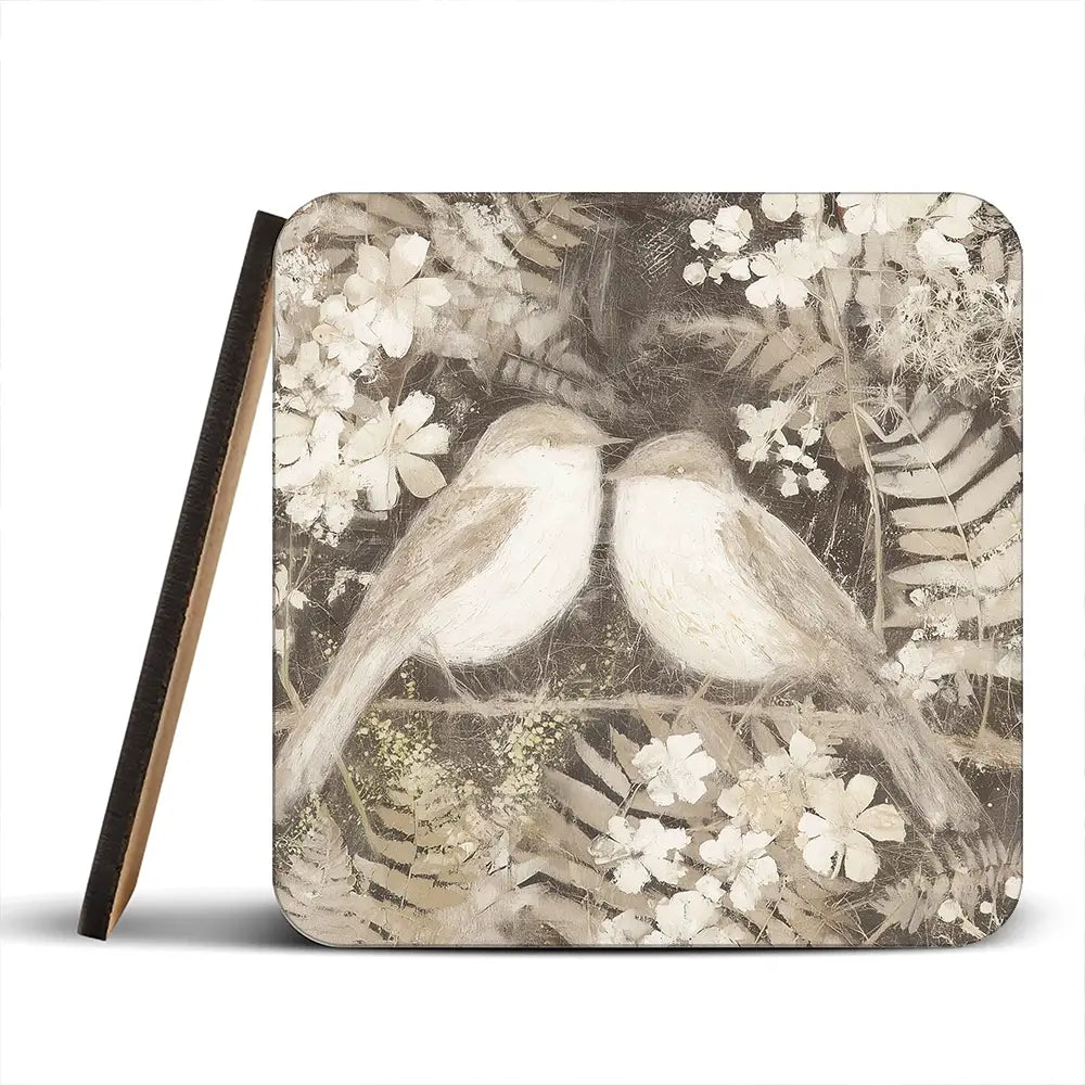 Two Thrush Branch Coaster Set Two Thrush Branch Coaster Set wall art product Chromatic Storm Studio