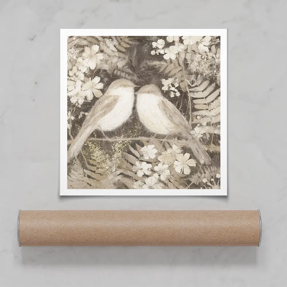 Two Thrush Branch Square Art Print Two Thrush Branch Square Art Print wall art product Chromatic Storm Studio