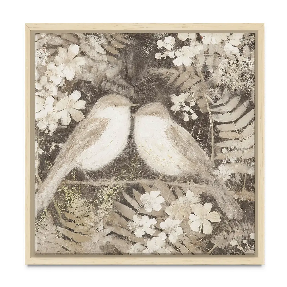 Two Thrush Branch Square Canvas Print Two Thrush Branch Square Canvas Print wall art product Chromatic Storm Studio
