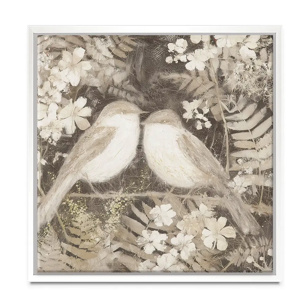 Two Thrush Branch Square Canvas Print Two Thrush Branch Square Canvas Print wall art product Chromatic Storm Studio