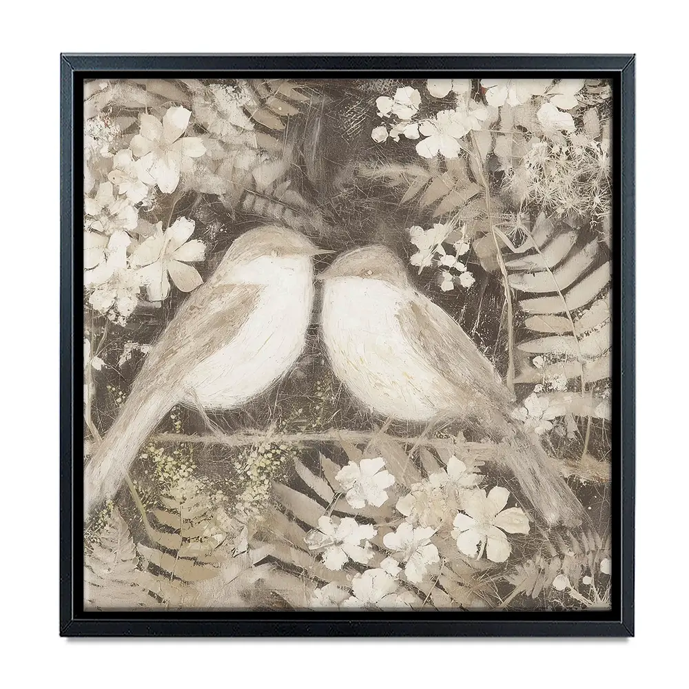 Two Thrush Branch Square Canvas Print Two Thrush Branch Square Canvas Print wall art product Chromatic Storm Studio