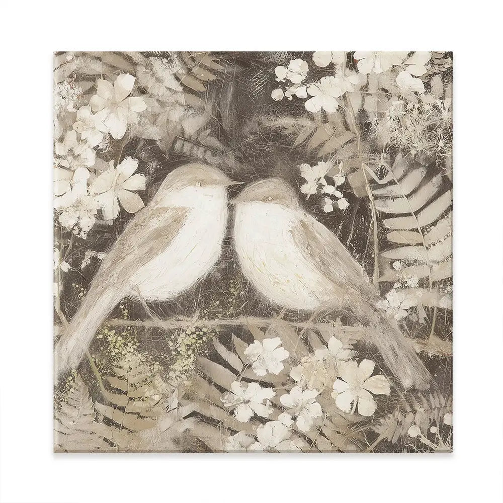 Two Thrush Branch Square Canvas Print Two Thrush Branch Square Canvas Print wall art product Chromatic Storm Studio