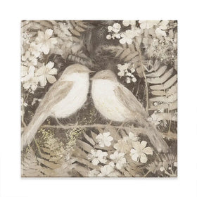 Two Thrush Branch Square Canvas Print Two Thrush Branch Square Canvas Print wall art product Chromatic Storm Studio