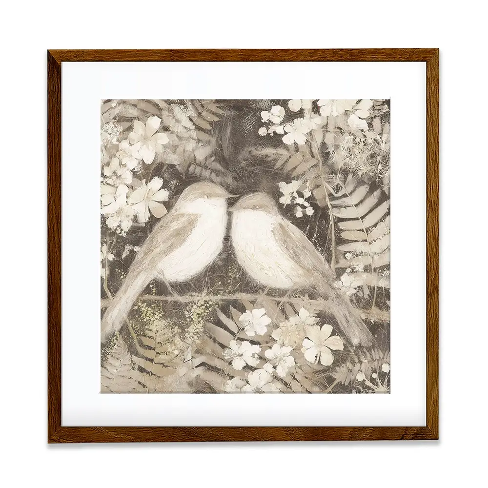 Two Thrush Branch Square Framed Art Print Two Thrush Branch Square Framed Art Print wall art product Chromatic Storm Studio