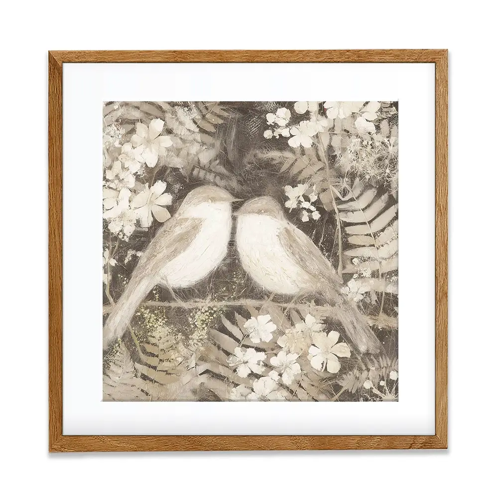 Two Thrush Branch Square Framed Art Print Two Thrush Branch Square Framed Art Print wall art product Chromatic Storm Studio