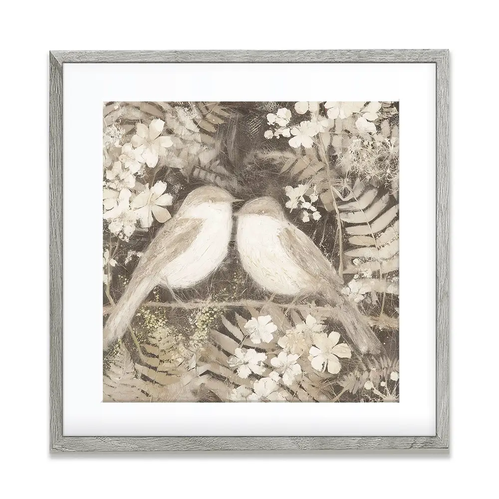 Two Thrush Branch Square Framed Art Print Two Thrush Branch Square Framed Art Print wall art product Chromatic Storm Studio