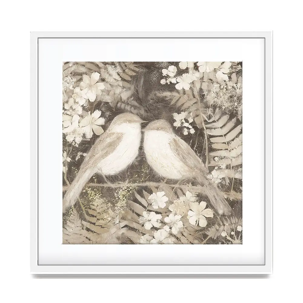 Two Thrush Branch Square Framed Art Print Two Thrush Branch Square Framed Art Print wall art product Chromatic Storm Studio