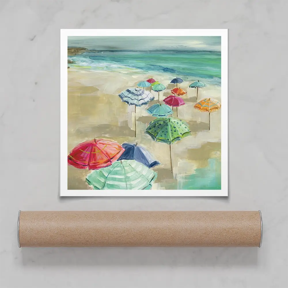 Umbrella Beach Square Art Print Umbrella Beach Square Art Print wall art product Carol Robinson