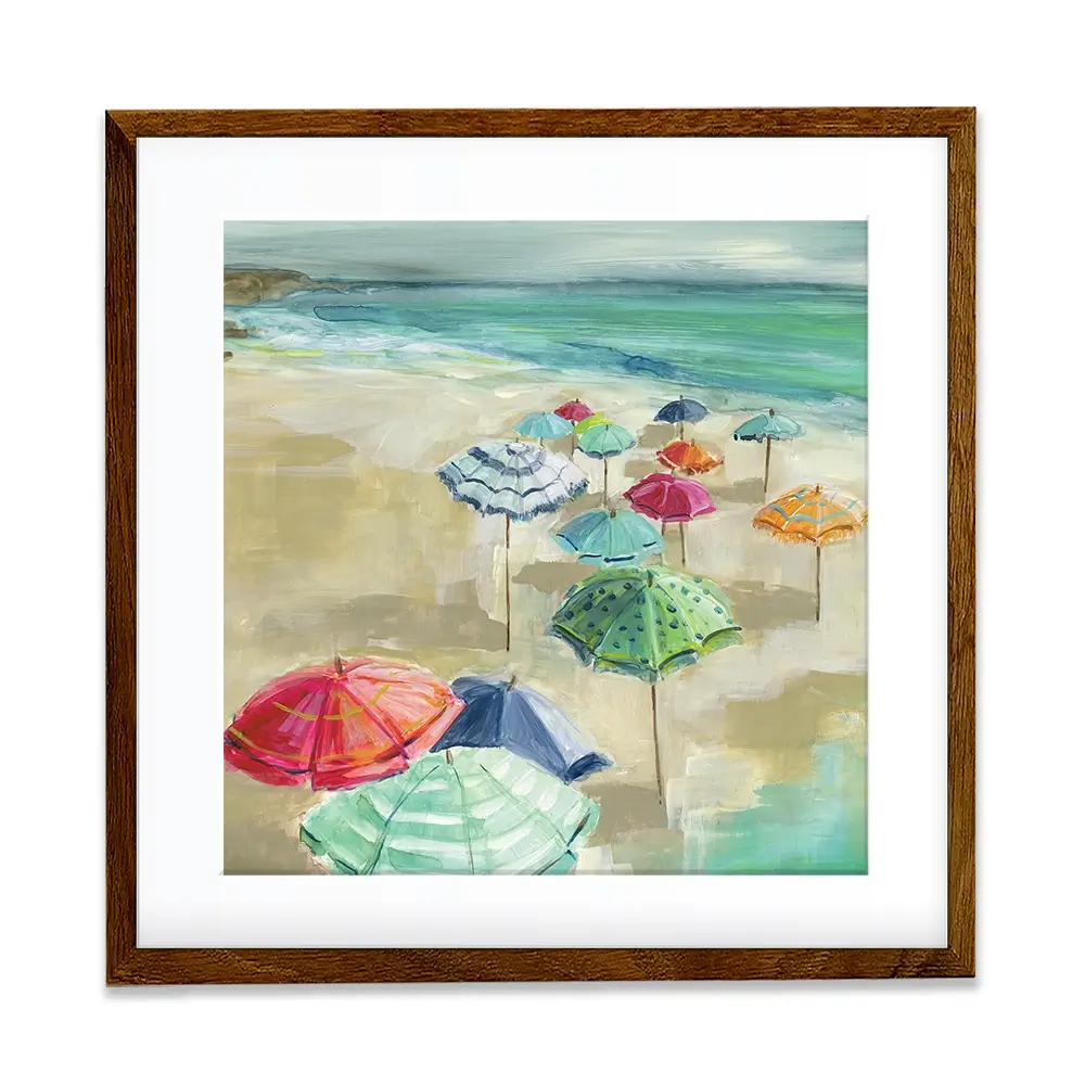 Umbrella Beach Square Framed Art Print Umbrella Beach Square Framed Art Print wall art product Carol Robinson