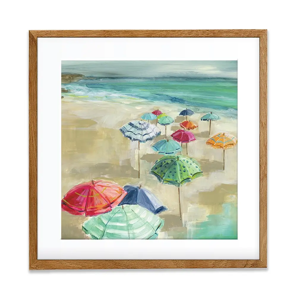 Umbrella Beach Square Framed Art Print Umbrella Beach Square Framed Art Print wall art product Carol Robinson