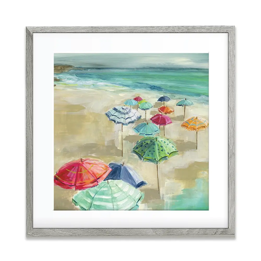 Umbrella Beach Square Framed Art Print Umbrella Beach Square Framed Art Print wall art product Carol Robinson