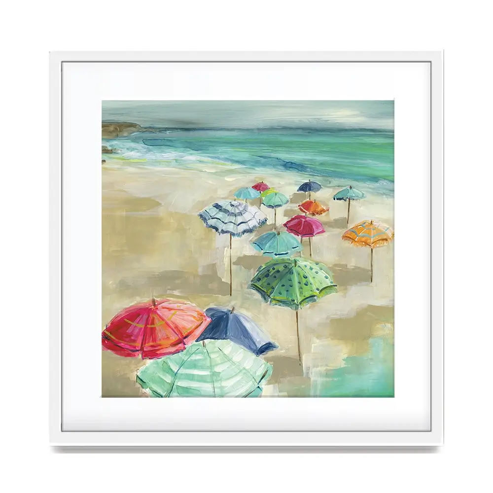 Umbrella Beach Square Framed Art Print Umbrella Beach Square Framed Art Print wall art product Carol Robinson