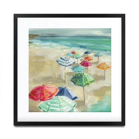 Umbrella Beach Square Framed Art Print Umbrella Beach Square Framed Art Print wall art product Carol Robinson