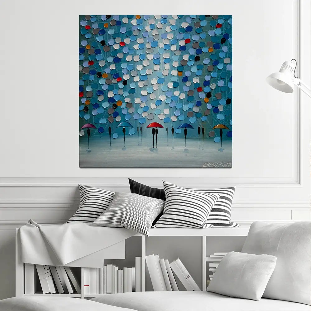 Umbrella Parade Square Canvas Print Umbrella Parade Square Canvas Print wall art product Ekaterina Ermilkina