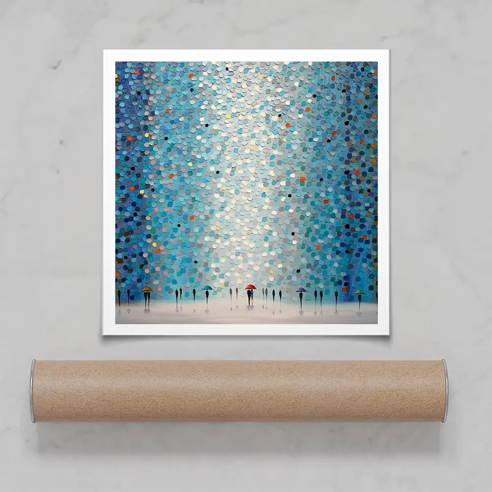 Umbrellas At Night Square Art Print Umbrellas At Night Square Art Print wall art product Ekaterina Ermilkina