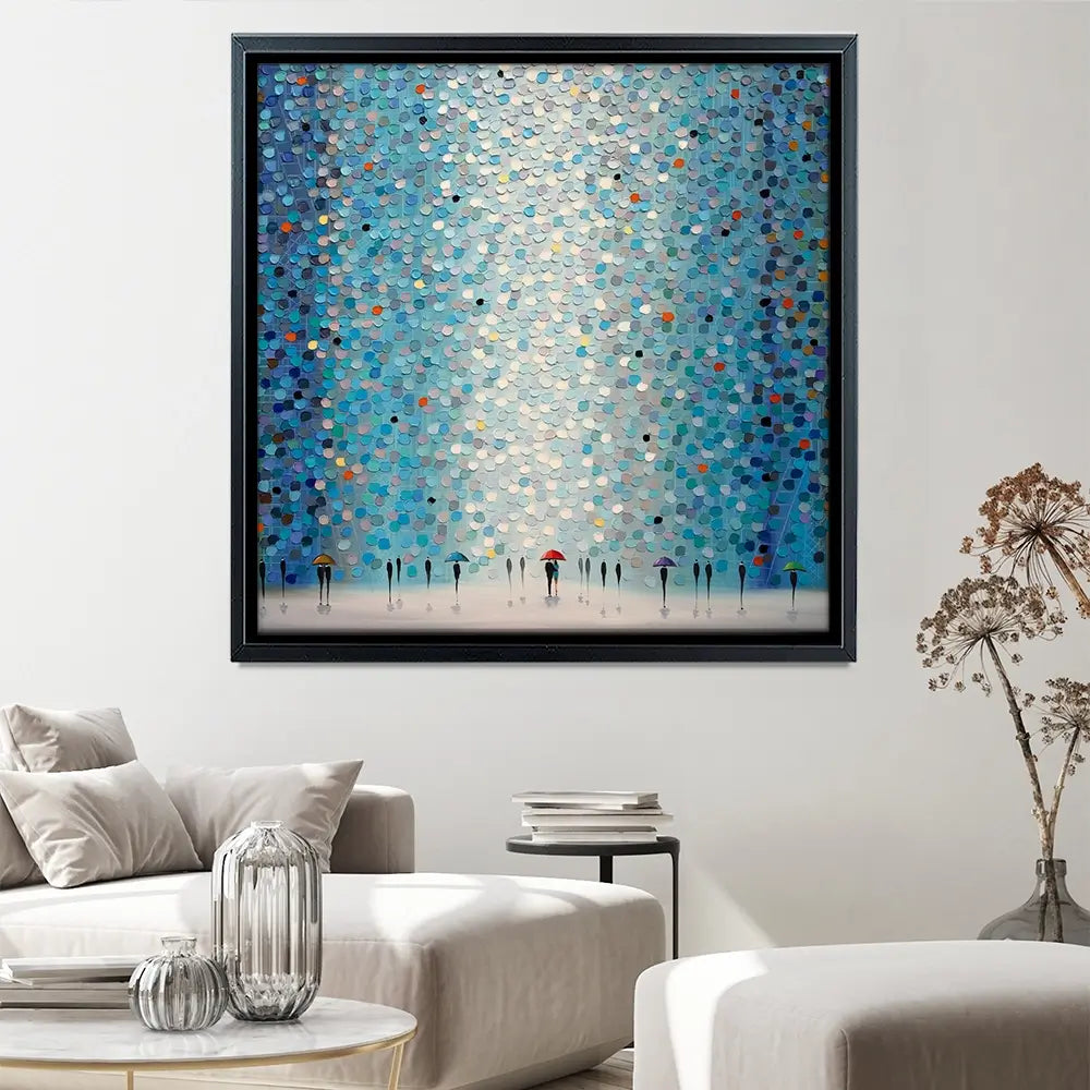 Umbrellas At Night Square Canvas Print Umbrellas At Night Square Canvas Print | Umbrellas at Night Artwork wall art product Ekaterina Ermilkina