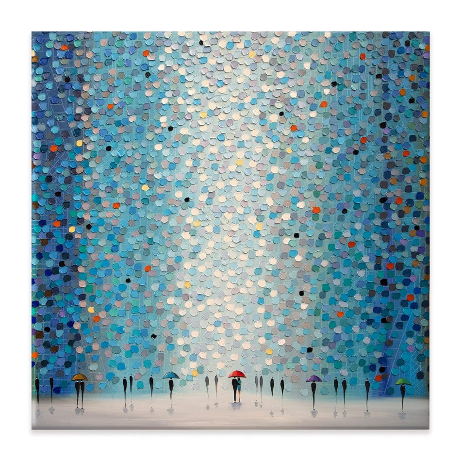Umbrellas At Night Square Canvas Print wall art product Ekaterina Ermilkina / Independent