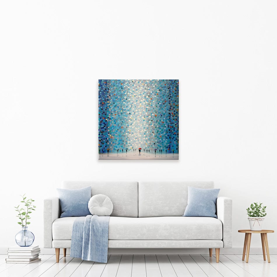 Umbrellas At Night Square Canvas Print wall art product Ekaterina Ermilkina / Independent