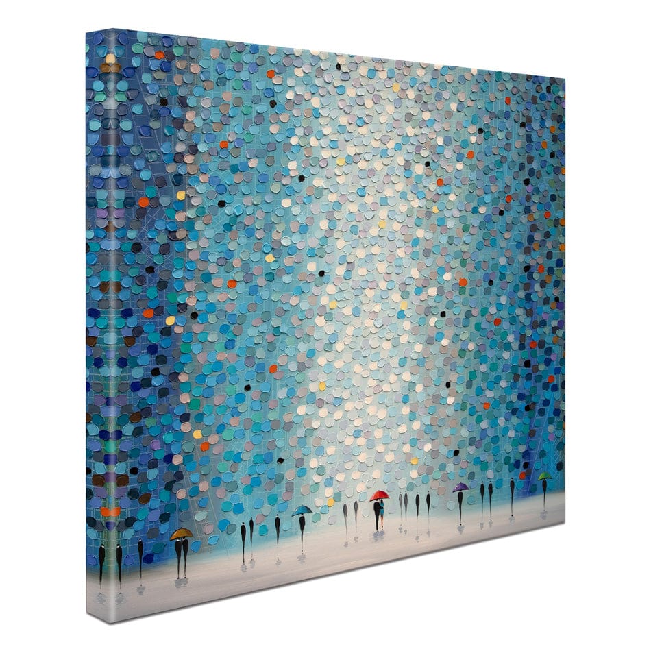Umbrellas At Night Square Canvas Print wall art product Ekaterina Ermilkina / Independent